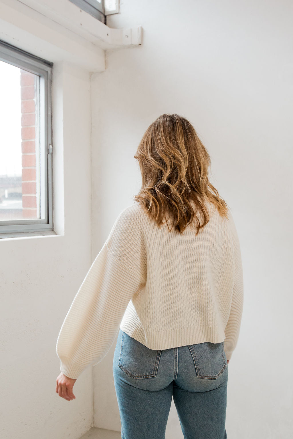 Jennifer Cashmere Merino Blend Cardigan in Pearl White