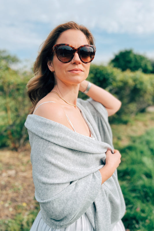 English Grey Cashmere Travel Wrap