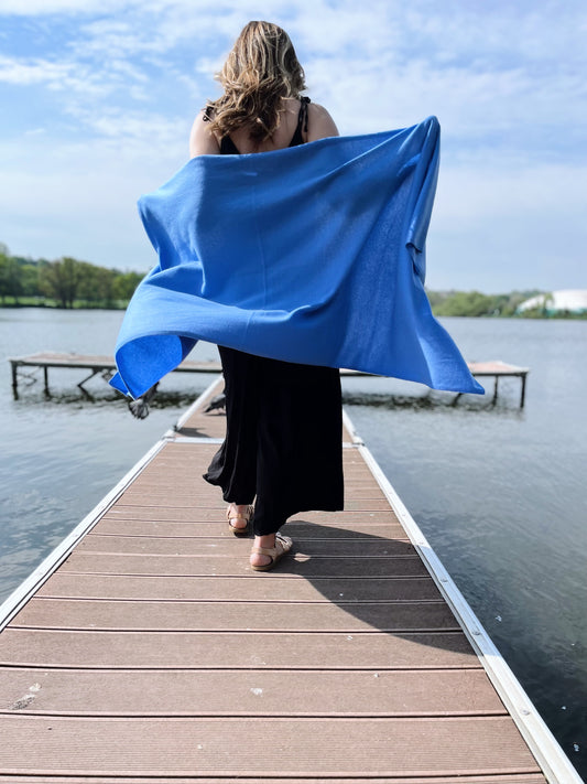 Cornflower Blue Cashmere Travel Wrap