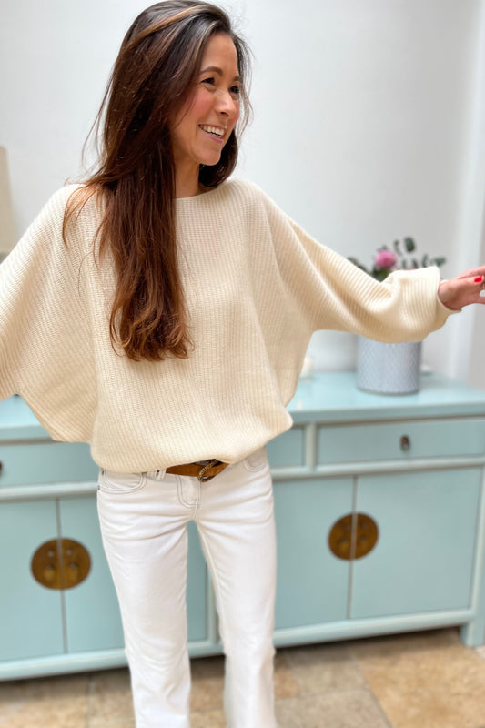 Fifi  Off-The-Shoulder Cashmere Sweater Antique White