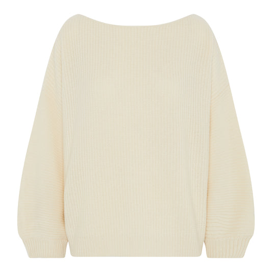 Fifi  Off-The-Shoulder Cashmere Sweater Antique White
