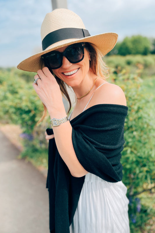 Essential Black Cashmere Travel Wrap