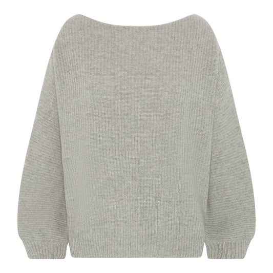 Fifi Off-The-Shoulder Cashmere Sweater English Grey